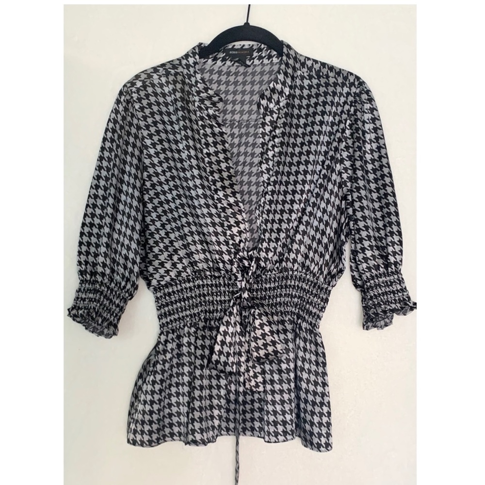 BCBG MaxAzria Houndstooth Blouse Size L